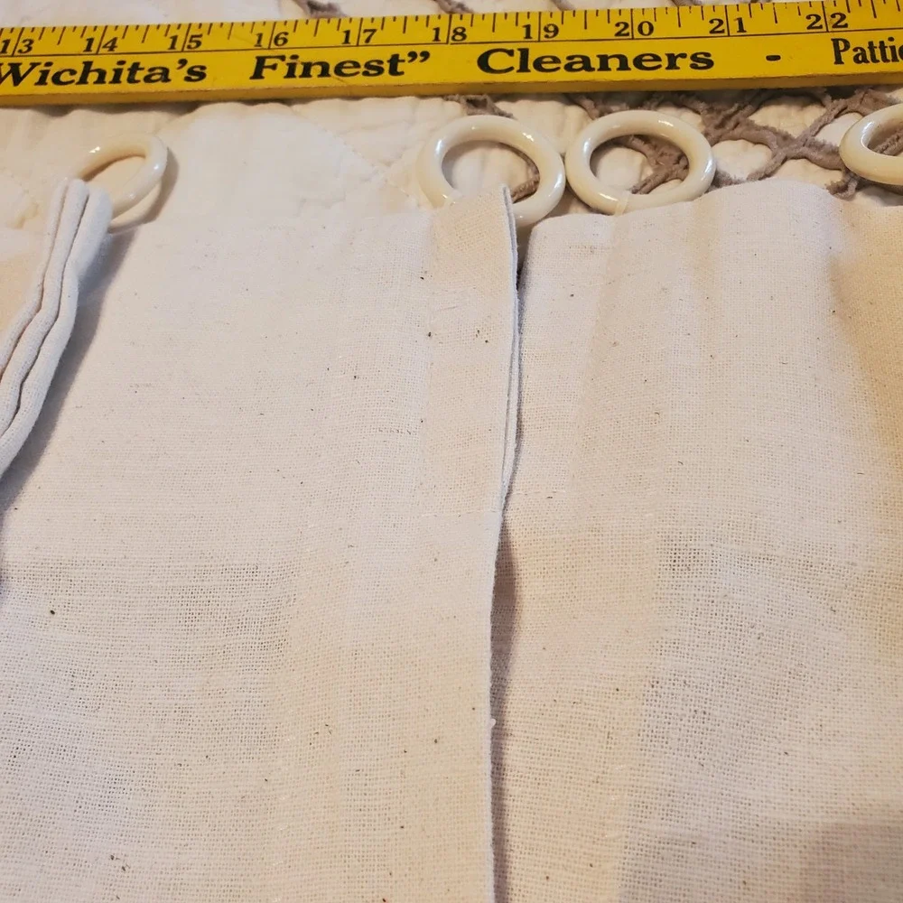 Pinch Pleat Cafe Curtains w/Rings 24 W x 28 L Cream/Oatmeal‎ Linen Blend